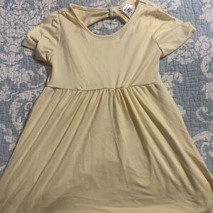 Girls' Light Cream Twist-Back Casual Dress